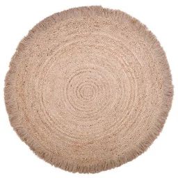Tapis Terra Tressé Main En Jute Coloris Naturel Ø140 – Nattiot Beige
