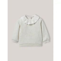 Sweat Col En Broderie Anglaise En Coton Biologique Beige Chine