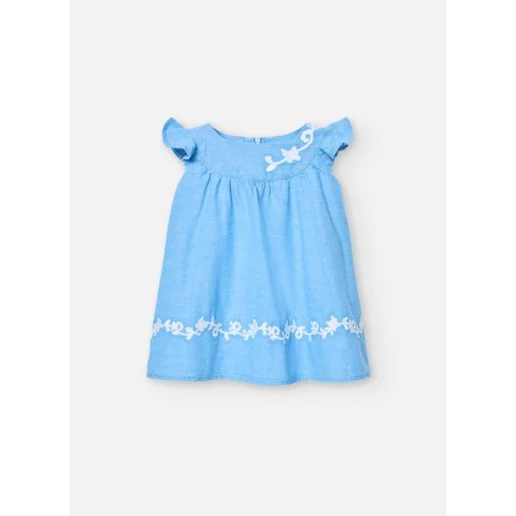 Robe En Lin Bicolour Bleu