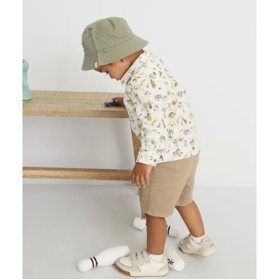Le bermuda droit camel en coton –  – Soldes