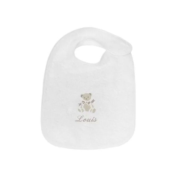 Bavoir à velcro ours taupe (personnalisable)