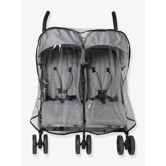 Habillage pluie universel pour poussette double côte à côte transparent