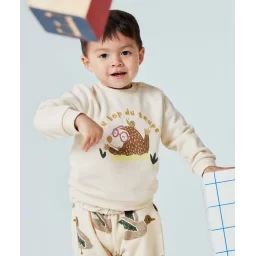 Sweat bébé garçon en fibres recyclées avec motif taupe –  – Soldes