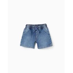 Short En Jean Avec Cordon Comfort Denim Bleu