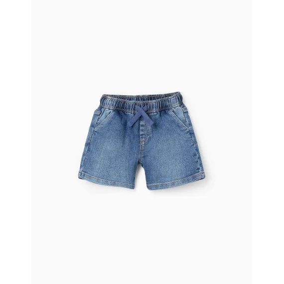 Short En Jean Avec Cordon Comfort Denim Bleu