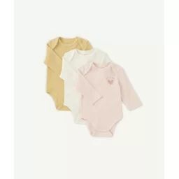 Lot de 3 bodies en coton biologique gauffré et colorés