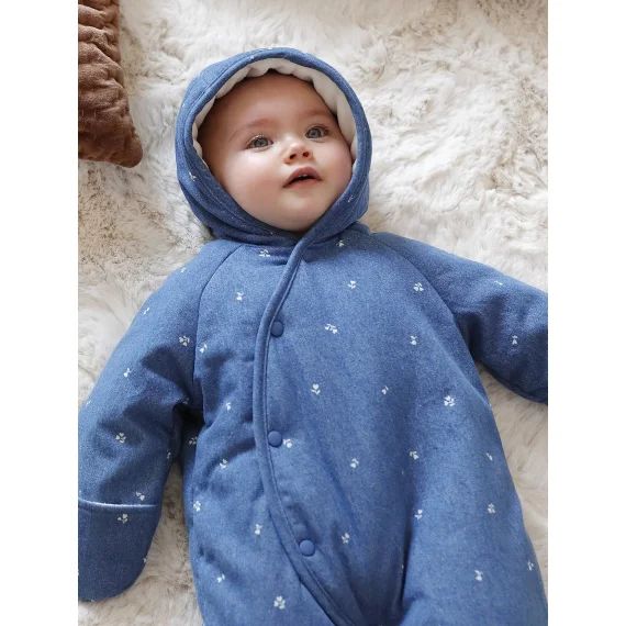 Combi-pilote naissance en denim entièrement imprimé stone