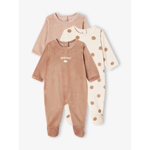 Lot de 3 dors-bien en velours bébé BASICS lot cappuccino