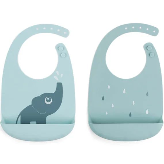 Lot de 2 bavoirs en silicone Elphee Bleu