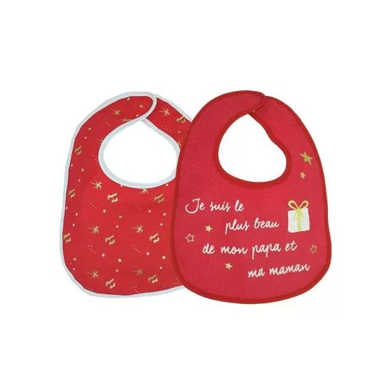 Lot de 2 bavoirs à velcro Noël