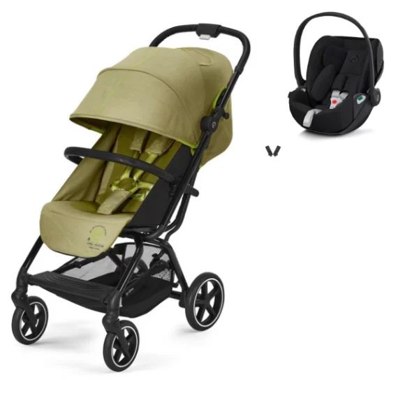 Poussette Cybex Eezy S PLUS 2 – Nature Green + Coque Auto Cloud T i-Fix – Sepia Black (2023)