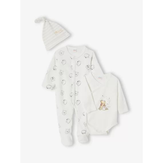 Ensemble bébé garçon dors-bien + body + bonnet Disney® Winnie l&rsquo;Ourson ecru