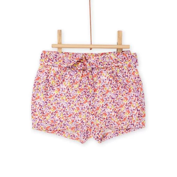 Short Rose Et Violet À Imprimé Fleuri – Blanc
