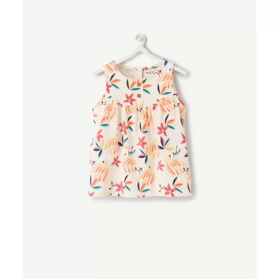 T-shirt sans manches bébé fille en coton bio imprimé tropical –  – Soldes