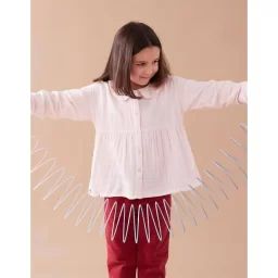 Blouse en coton manches longues boutonnées rose