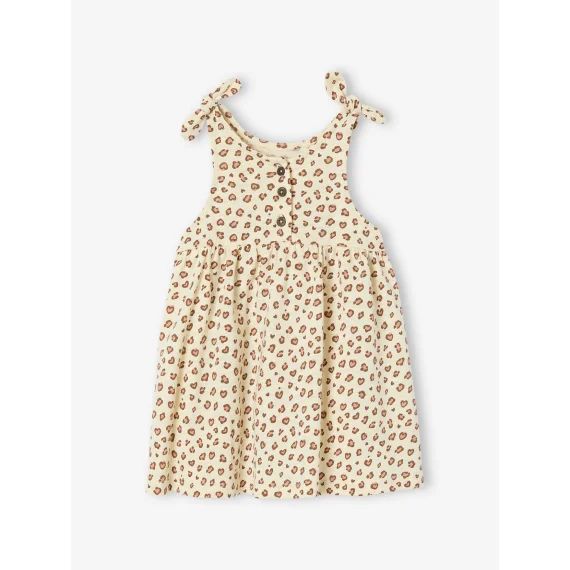 Robe à bretelles imprimée bébé vanille