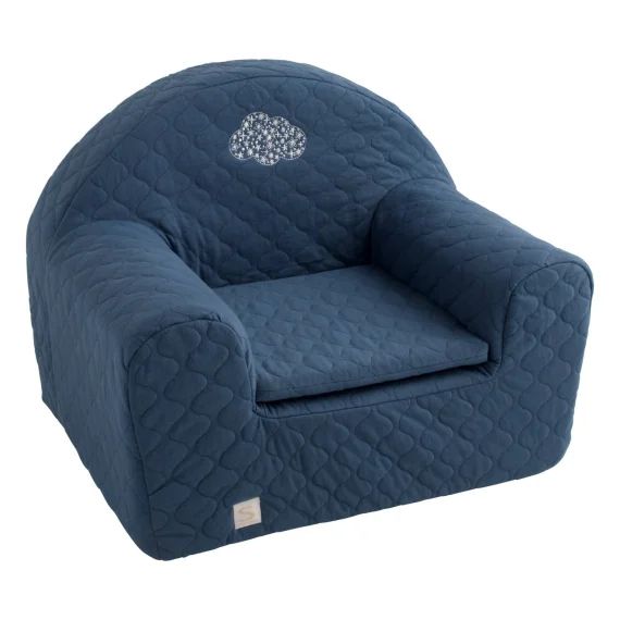 Fauteuil Club Pour Enfant En Coton Matelassé Bleu
