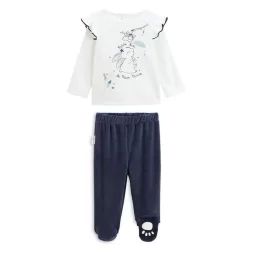 Pyjama bébé 2 pièces en velours Misscerise bleu