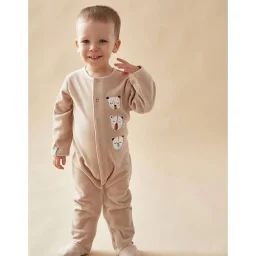 Pyjama 1 Pièce En Velours Broderie Tigre Gris