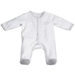Pyjama bébé en velours à   manches longues blanc