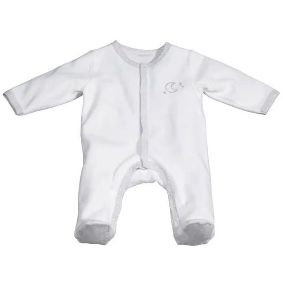 Pyjama bébé en velours à   manches longues blanc
