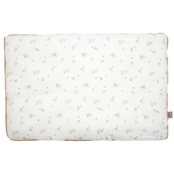 Oreiller Plat Réversible En Gaze De Coton Melody Blanc Imprimé Minimaliste