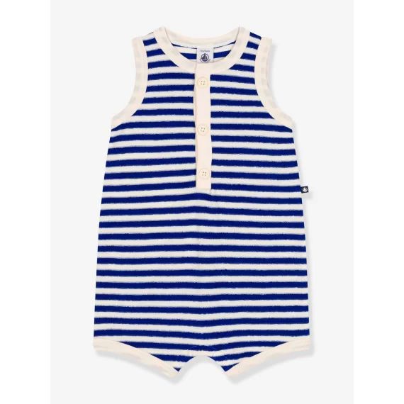 Combinaison courte en bouclette PETIT BATEAU bleu vif bicolor/multicolor