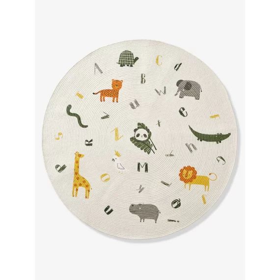 Tapis rond Abécédaire Hanoï écru