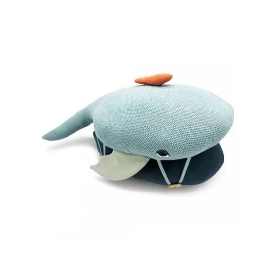 Coussin 2 en 1 baleine bleue (75 x 50 cm)