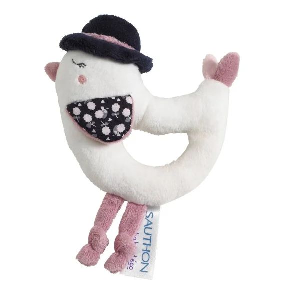 Hochet Oiseau En Velours Blanc