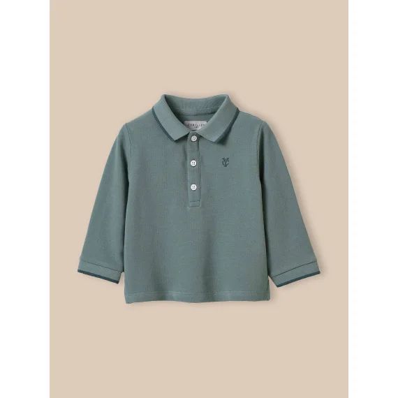 Polo En Maille Piquée En Coton Biologique Vert De Gris
