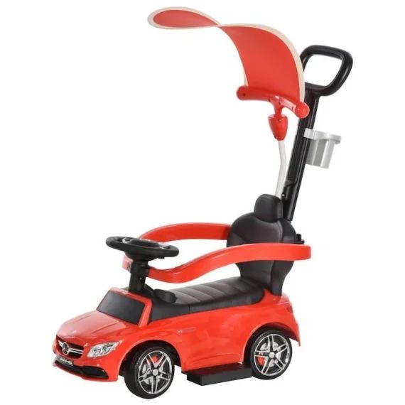 Porteur Pour Enfant Mercedes Rouge Avec Coffre, Klaxon Et Effets Musicaux Rouge