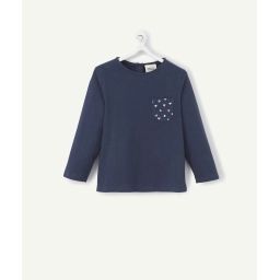 Le t-shirt bleu marine avec motifs coeurs sur la poche –  – Soldes