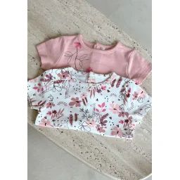 Lot De 2 T-shirts Bébé Manches Courtes Petit Safari Rose