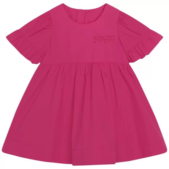 Robe en popeline de coton Fille Rose