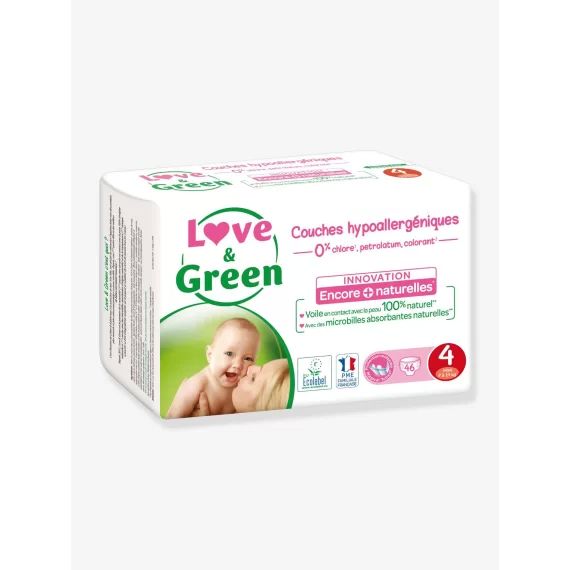 Couches hypoallergéniques T4 x 46 LOVE&GREEN blanc