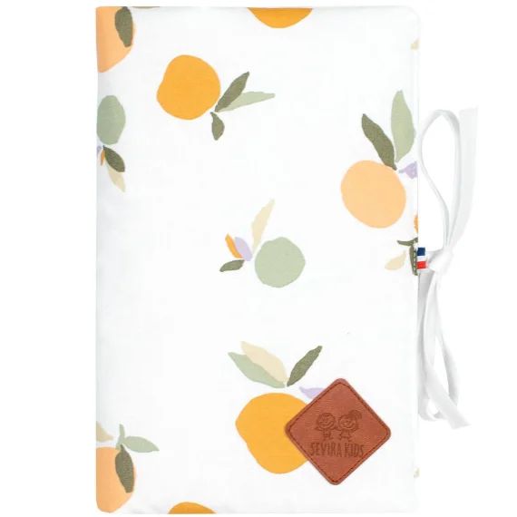 Protège Carnet De Santé Bébé En Coton Clem Orange Fond Blanc