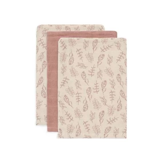 Lot de 3 gants de toilette en mousseline de coton Meadow Rosewood