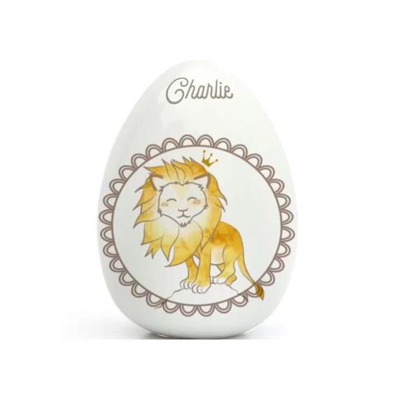 Oeuf en porcelaine Lion (personnalisable)