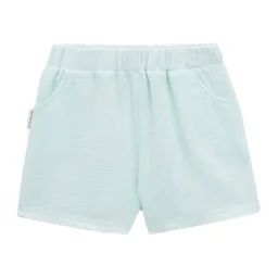 Short Bébé En Gaze De Coton – Dahlia – Fille – Bleu – Taille Élastique – Poches Bleu