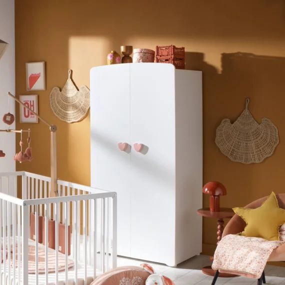 Armoire Bébé 2 Portes Blanc/rose