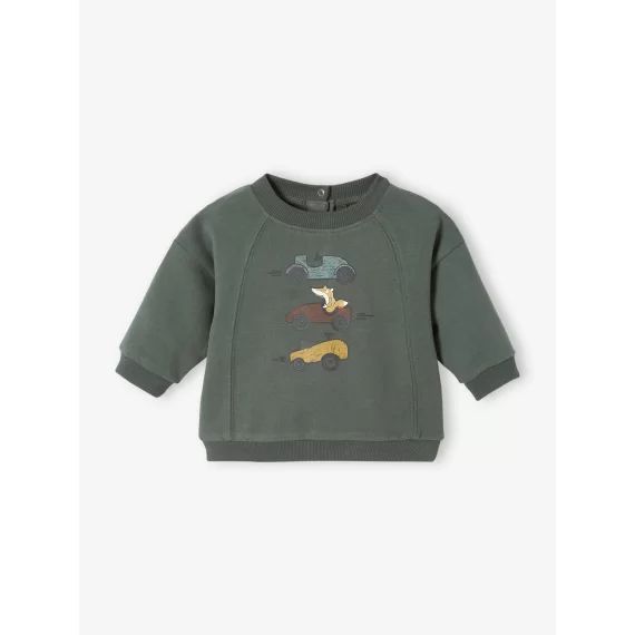 Sweat voiture bébé vert foncé