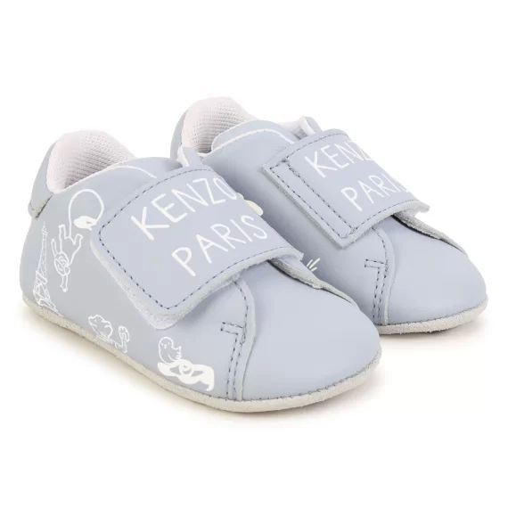 Chaussons en cuir à scratch UNISEXE Bleu