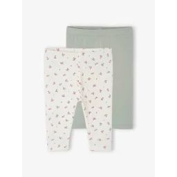 Lot de 2 leggings bébé Basics vert sauge