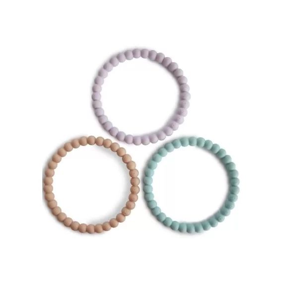Lot de 3 bracelets de dentition Pearl Lilac/Cyan/Soft peach