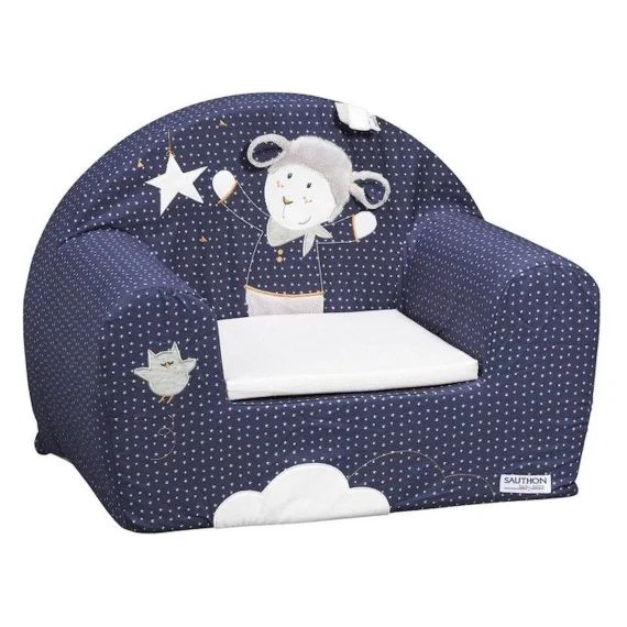 Fauteuil Club Pour Enfant – Sauthon – Merlin – Bleu – Déhoussable Bleu