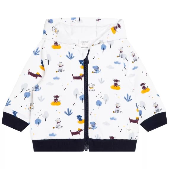 Cardigan imprimé à capuche Garçon Blanc