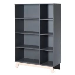 ROBA Étagère de Rangement – Jara – 8 Compartiments Ouverts – Bibliothèque pour Enfants – Pieds en Hêtre Massif – Anthracite noir
