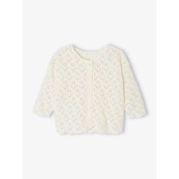 Gilet bébé maille ajourée blanc