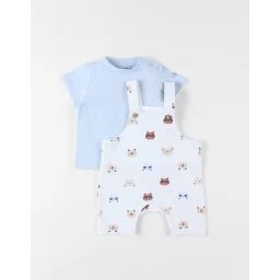 Set Salopette Imprimé Animalier + T-shirt Blanc